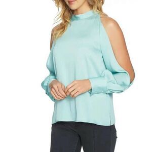 1. State Turquoise halter neck cold shoulder top M